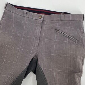 Dover Saddlery Grey Plaid Full Seat Equestrian Riding Breeches Womens 34